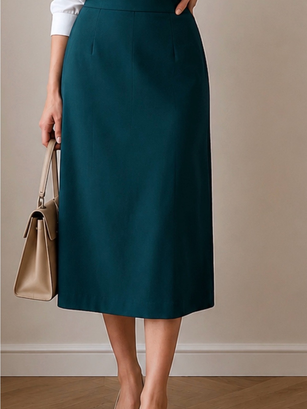 Women’s Dark Teal Midi Skirt – Size 14 – Positive Attitude